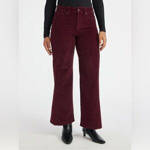 NEW Time and Tru Women's Velvet Wide Leg Pants, 32" Inseam, size 6 Burgundy Wine